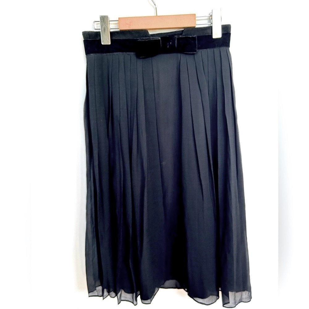 Robert Rodriguez silk Skirt Womens 6 Black bow Pleated A Line